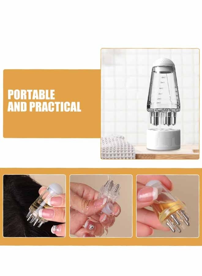 مجموعة زجاجات تطبيق الزيت، موزع لعلاج فروة الرأس سعة 6 مل مع رؤوس تدليك، عبوة من قطعتين، شفاف ورمادي - Image 3